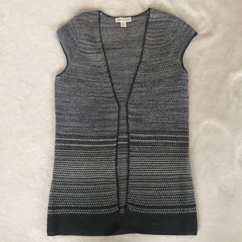 Coldwater Creek tunic vest gray w/stripes Size small